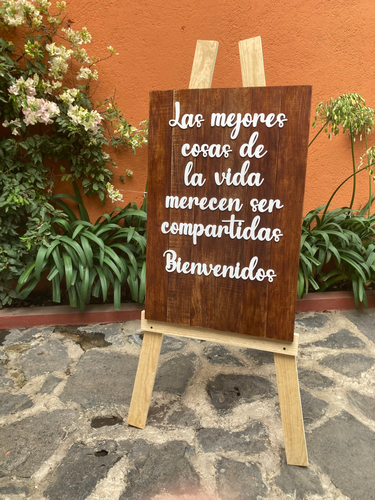 Letrero bienvenida boda