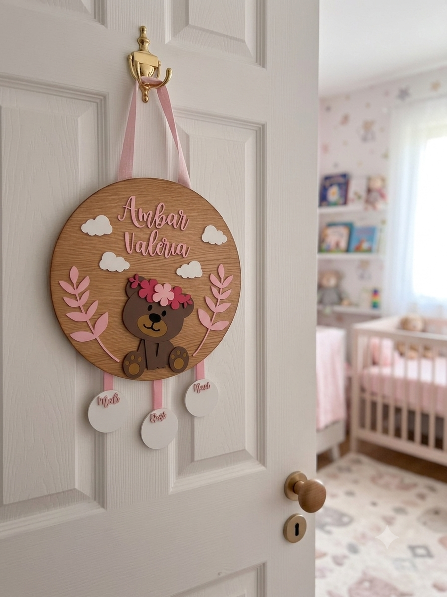Letrero para puerta de bebé oso