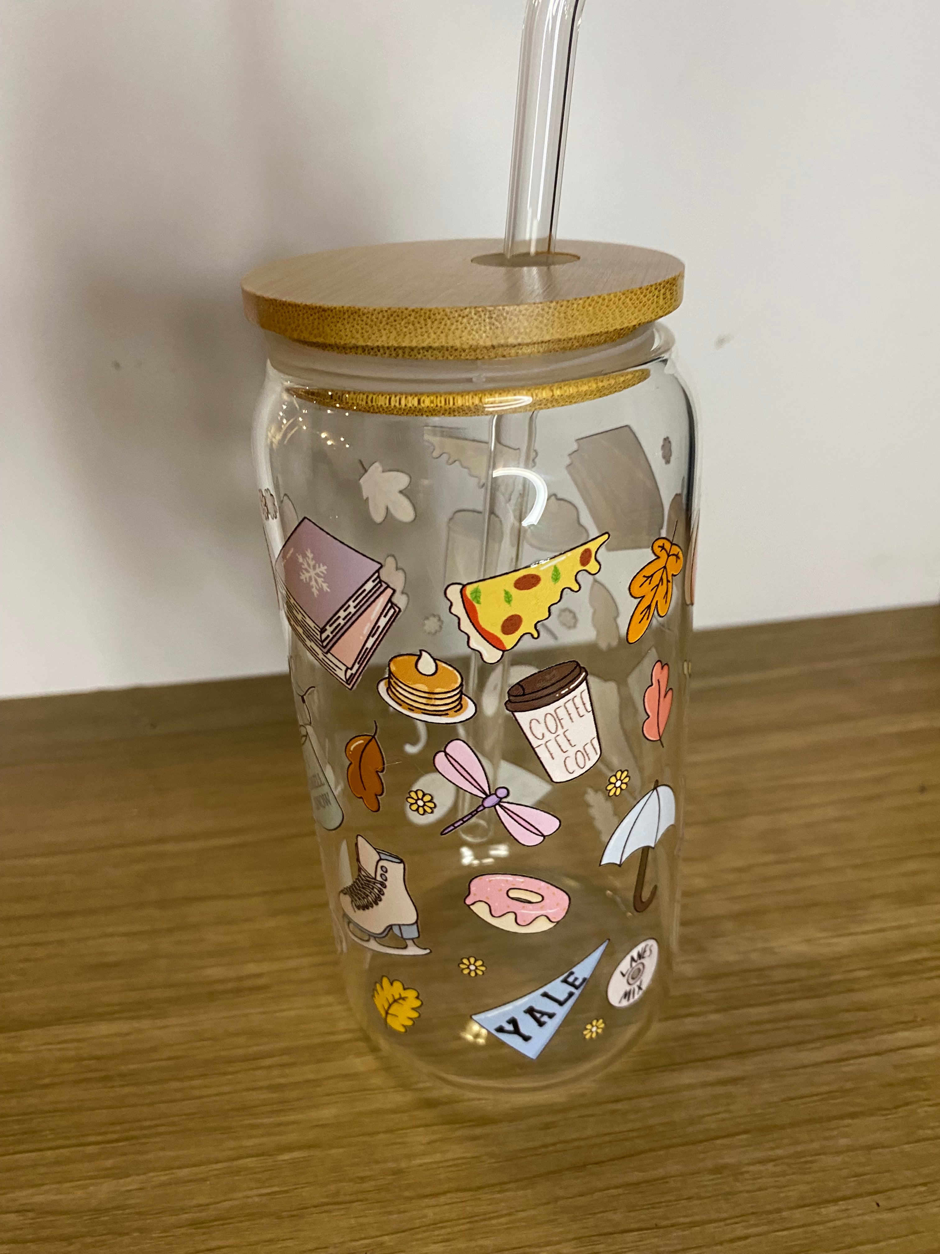 Vaso de vidrio tipo lata personalizado