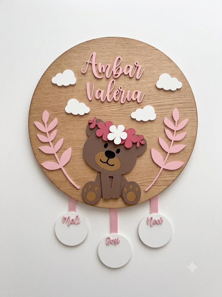 Letrero para puerta de bebé oso
