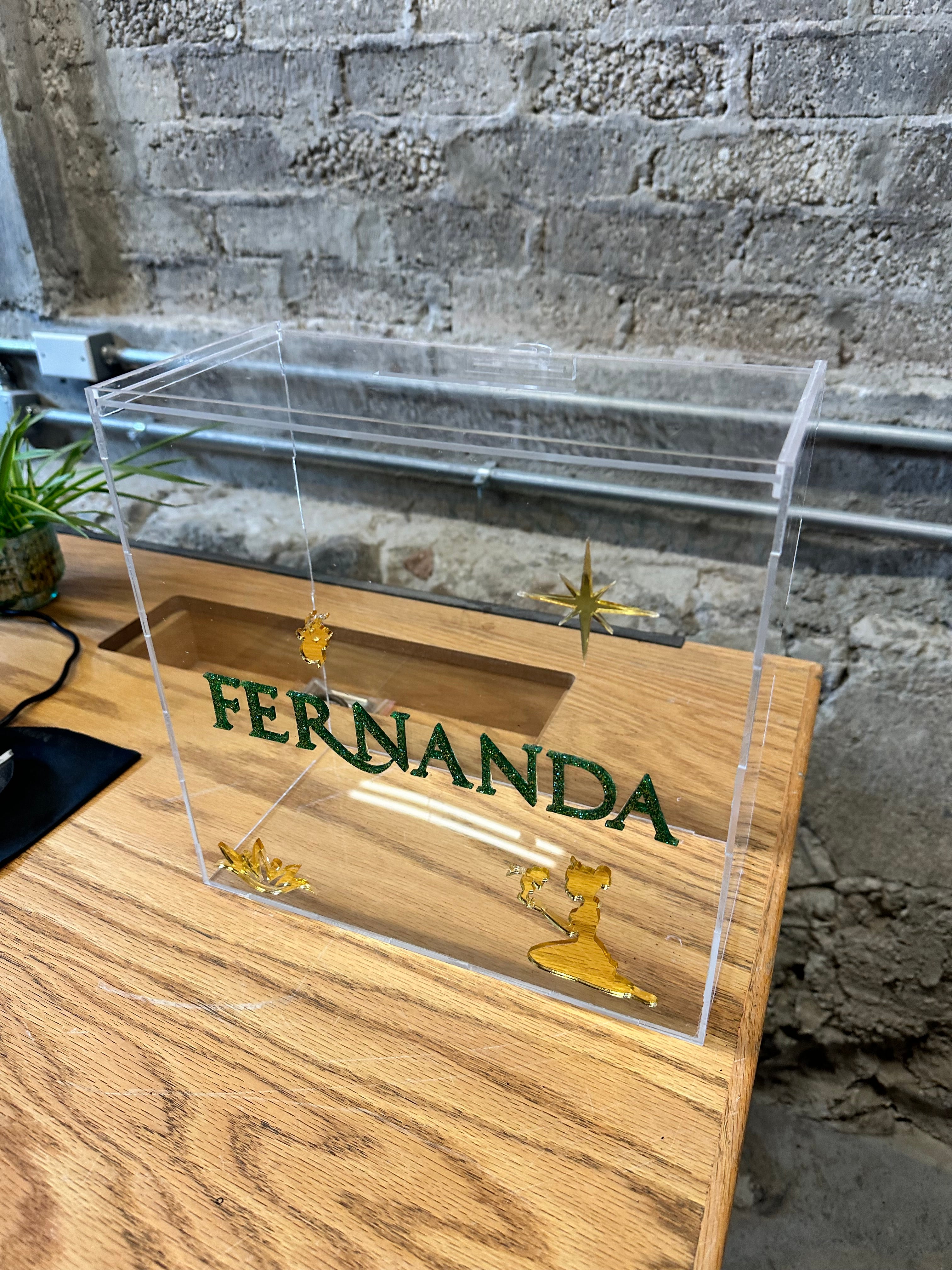 Alcancía de acrilico personalizada