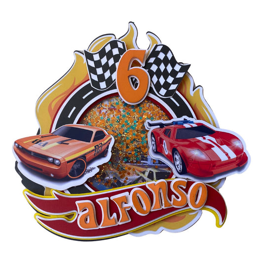 Cake Topper Shaker Hot Wheels De Papel Rojo