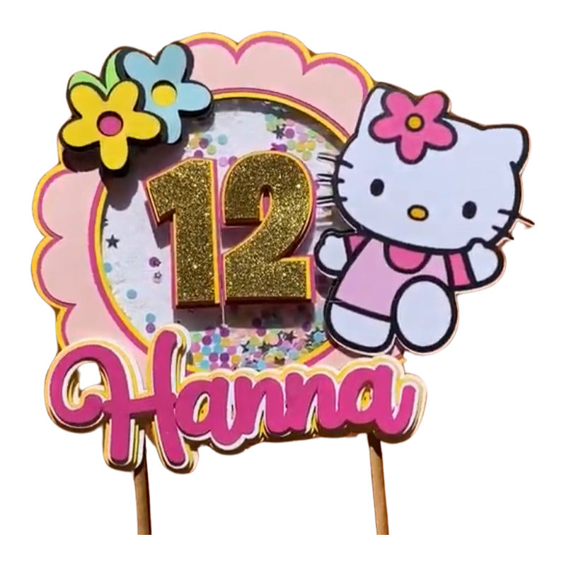Cake Topper Shaker Hello Kitty Rosa