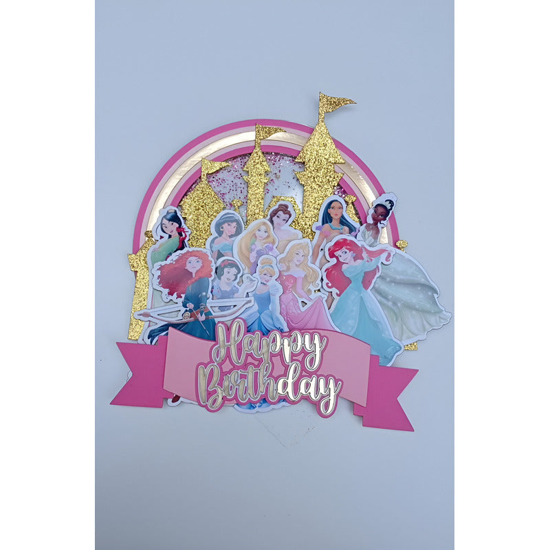 Cake Topper Shaker Princesas Rosa Chicle