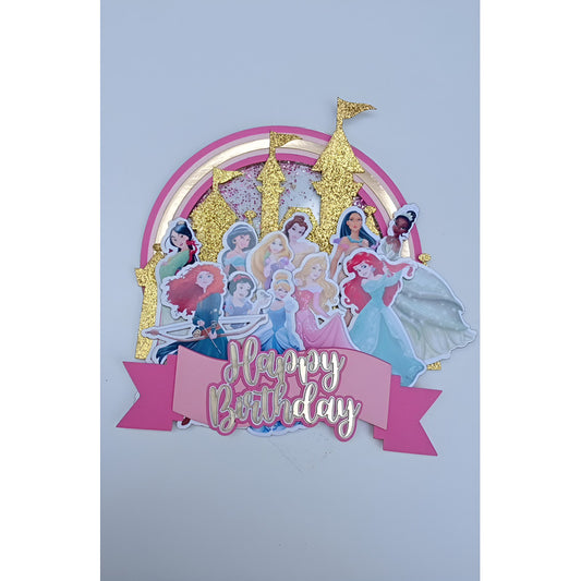Cake Topper Shaker Princesas Rosa Chicle